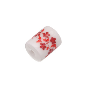 Бусина керамика "Бочонок" 10х8 мм, красно-белый, 1 шт. (#SVA-CRM-77)