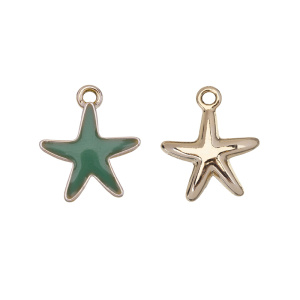 Подвеска с эмалью "Морская звезда", золото, зеленый, 1 шт. (#CN-PN-005)