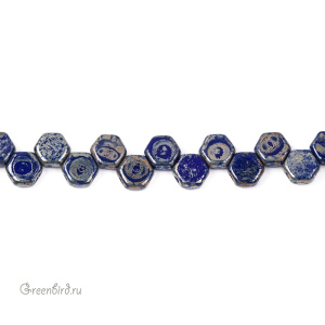 Honeycomb bead 6mm, Royal Blue Picasso, 30 шт. (#33050/43400)