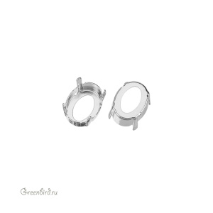 4122 Оправа для Oval Rivoli 14х10,5 мм, томпак/родий 4122 Оправа для Oval Rivoli 14х10,5 мм, томпак/родий