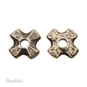 Элемент под заклепку "Крест", ант. латунь (#TC-5799)