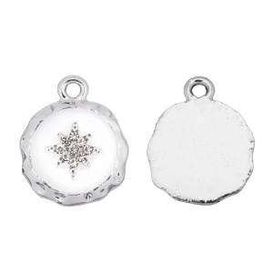 Подвеска с эмалью "Звезда", родий, белый, 1 шт. (#CN-PN-125)