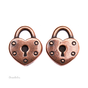 Подвеска "Замок-сердце", ант. медь, 1 шт. (#TC-2290)