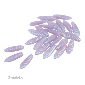 Glass Daggers 5x16mm, Purple Opal Laser Matte Eye, 1 шт. (#21000/28773E)