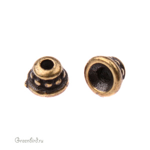 Чашечка "Бусинки мал.", ант. латунь, 1 шт. (#TC-5599-27) Чашечка "Бусинки мал.", ант. латунь, 1 шт. (#TC-5599-27)