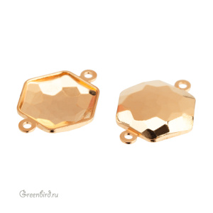 NEW 4683 Оправа-коннектор для Thin Hexagon Fancy Stone 12х13,5 мм, томпак/золото