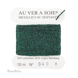 Металлизированная нить Tresse #8 AVAS, изумрудный/черный, 10 м (#8-040)