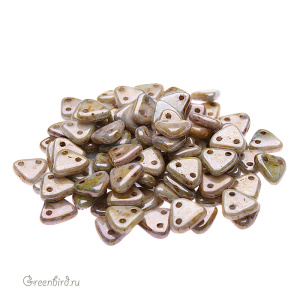 CzechMates Triangle 6мм, Luster Green/Opaque White, 10 гр (#LN03000)