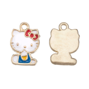 Подвеска с эмалью "Hello Kitty", золото, 1 шт. (#CN-PN-194)