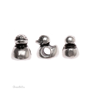 Бусина EURO "Утка", ант. серебро, 1 шт. (#TC-5762)