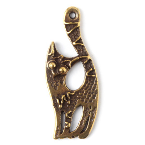 "Кошки и собаки", подвеска, ант. латунь, 1 шт. (#Л0309)