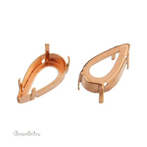 4322 Оправа для ювелирного кристалла Teardrop Fancy Stone 22х11 мм, томпак