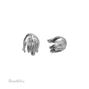 Концевик для шнура "Тюльпан", матовый родий, 1 шт. (9S1201), Корея