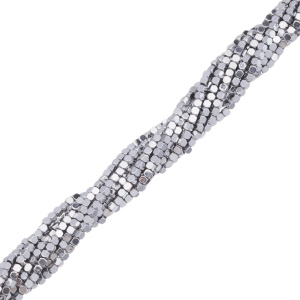 Бусины Геметин 2 мм, граненые кубики, цвет: никель, нить (#SV-HMT-108)