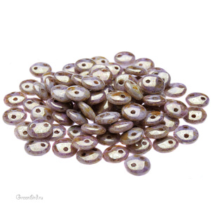 Lentil 2 отверстия 6mm, Luster Gold/Alabaster, 10 гр (#LG02010)