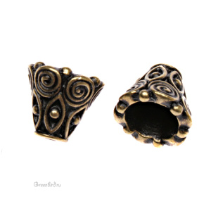 Конус "Спираль", ант. латунь, 1 шт. (#TC-5641)