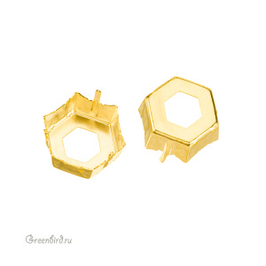 4699 Оправа для ювелирного кристалла Prismatic Hexagon Fancy Stone 14х16 мм, золото