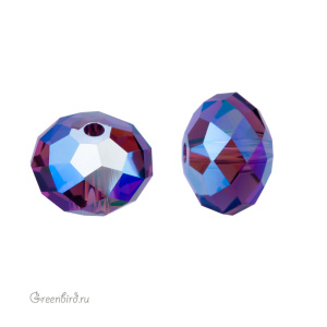 Swarovski 5040 Бусина Бриолетт 8х5 мм, аметист с мерцанием 2X (#204SHIM2), 1 шт.