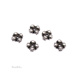 Спейсер "Четыре цветка", ант. серебро, 1 шт. (#TC-5675)