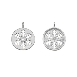 Подвеска с фианитами "Снежинка" 12 мм, родий, 1 шт. (#SVA-FIAN-170R)