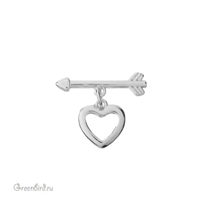 Замок-тоггл "Стрела с сердцем", родий, 1 шт. (#SV1701-T16)