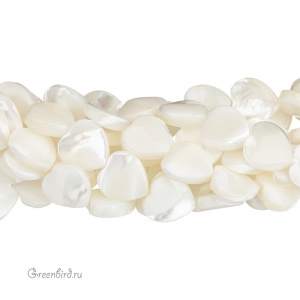 Бусина "Сердце" 10 мм, белый перламутр, 1 шт. (#SVA-PRL-001)