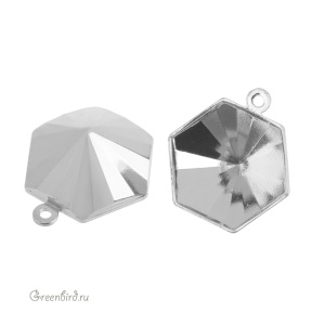NEW 4699 Оправа-подвеска для Prismatic Hexagon Fancy Stone 14x16 мм, томпак/родий
