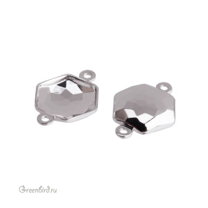NEW 4683 Оправа-коннектор для Thin Hexagon Fancy Stone 10х11,2 мм, томпак/родий