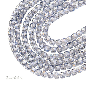 Бусины граненые "Куб" 5 мм, Misty Blue, нить (#SVA-BEAD-353)