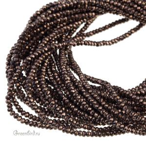 Бусины граненые рондели "Мини", темная бронза, нить (#SVAB117)