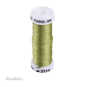 Шелковая объемная нить Au Ver a Soie Soie de Paris, светлый травянисто-зеленый, 5 м (#2114)