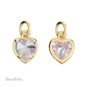 Подвеска "Сердечко-Мини" 8,5 мм с фианитом, золото, Crystal, 1шт. (#SVA-FIAN-065G)