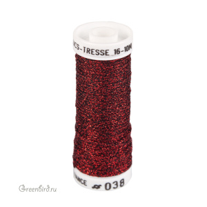 Металлизированная нить Tresse #16 AVAS, красный/черный, 10 м (#16-038)