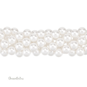 Жемчуг Crystalbird, круглый, 10 мм, Snow White, нить (#01)