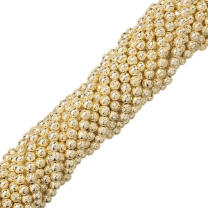 Бусины лава 6,5 мм, круглые, золотистый, нить (#SVA-SL-12)