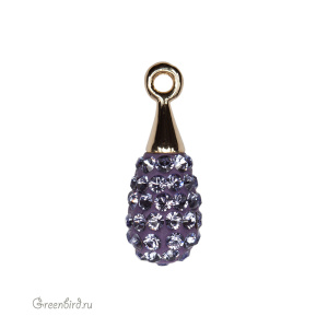 167563 подвеска Pave капля 14mm, золото, Tanzanite (#539)