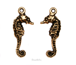 Подвеска "Морской конек", ант. золото, 1 шт. (#TC-2236)