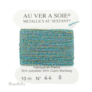 Металлизированная нить Tresse #8 AVAS, бирюзовый меланж, 10 м (#8-044)