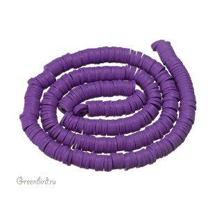 Каучуковые бусины "Диски", фиолетовый, нить (#SVA-RUB-027)