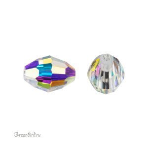 Swarovski 5200 Бусина-бочонок 6х4 мм, прозрачный радужный (#001AB), 1 шт.