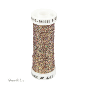 Металлизированная нить Tresse #8 AVAS, золотой AB меланж, 10 м (#8-447)