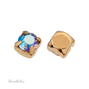 Swarovski 1088 Шатон в оправе SS29, золото, черный алмаз с мерцанием (#215SHIM), 1 шт.