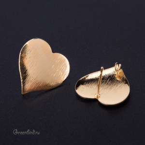 Пуссеты "Сердце", золото, пара (#SVAE-139G)