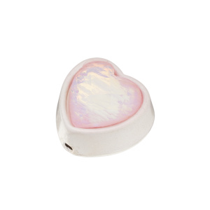 Бусина "Сердечко" с кристаллом, серебристый, розовый, 1 шт. (#CN-BM-028)