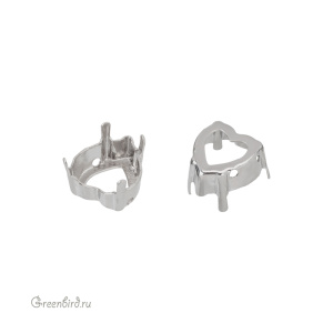 4884 Оправа для ювелирного кристалла Heart Fancy Stone 11х10 мм, белая бронза