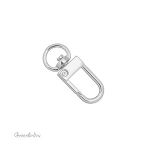 Замок-карабин 33 мм, родий, 1 шт. (#SV1701-JS-57R)