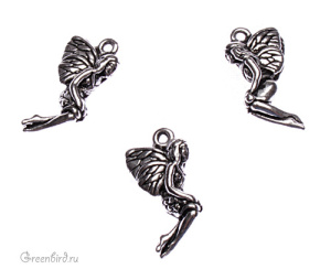 Подвеска "Фея с листом", ант. серебро, 1 шт. (#TC-2231)