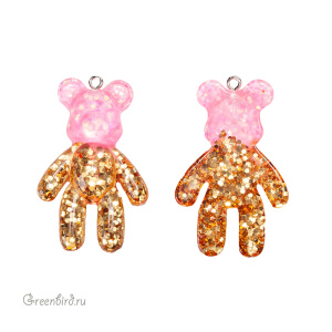 Подвеска "Мишка", золотистый с розовым, 1 шт. (#SVA-BASE-075)	