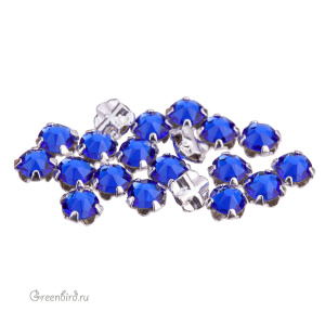 Swarovski 53100 Роза Монтис SS12, серебро, величественный синий (#296), уп. 20 шт.