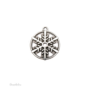 Подвеска "Снежинка" большая, ант. серебро, 1 шт. (#TC-2371)